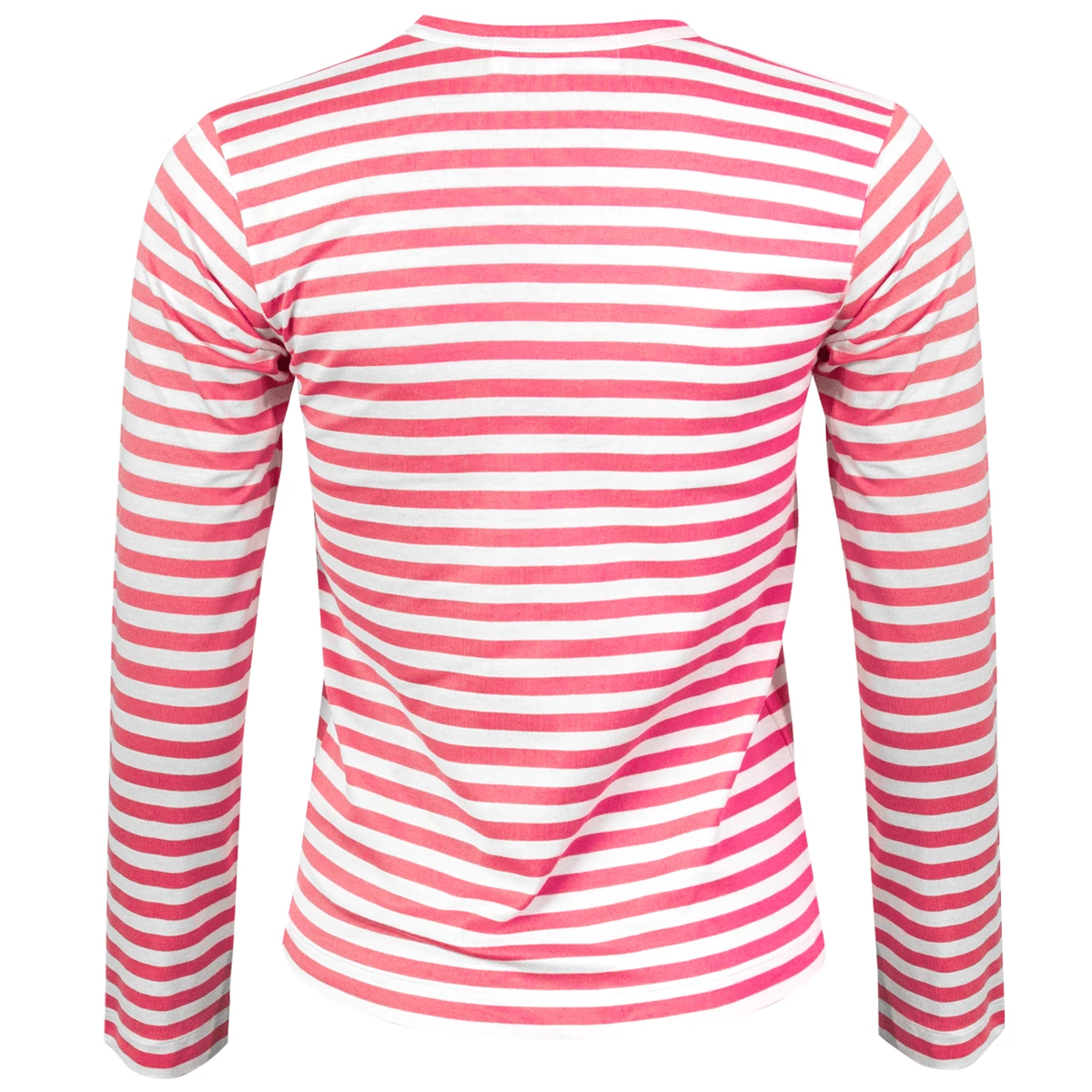 Comme Des Garçons PLAY T277 Bright Striped Long Sleeve Pink In Rose 1 Comme Des Garçons PLAY T277 Bright Striped Long Sleeve Pink In Rose