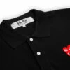 Comme Des Garçons PLAY T290 Double Red Heart Polo Shirt Black In Black
