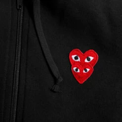 Comme Des Garçons PLAY T293 Double Eye Red Heart Hoodie Black In Black -Hervia Shop hervia.com comme des gar ons play t293 double eye red heart hoodie black 160380556022302.3
