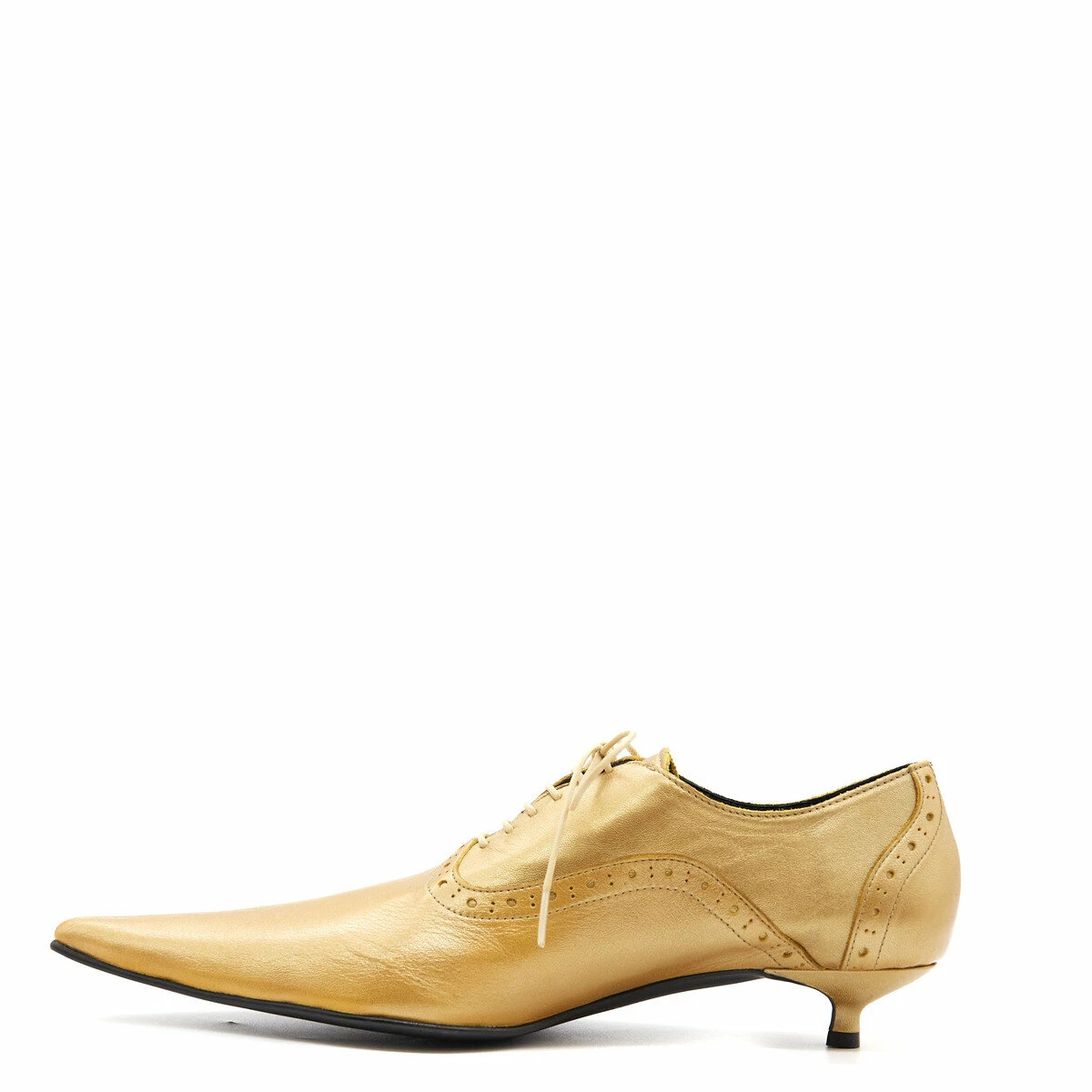 Comme Des Garcons Comme Des Garçons Pointed Lace-Up Brogues In Gold 1 Comme Des Garcons Comme Des Garçons Pointed Lace-Up Brogues In Gold