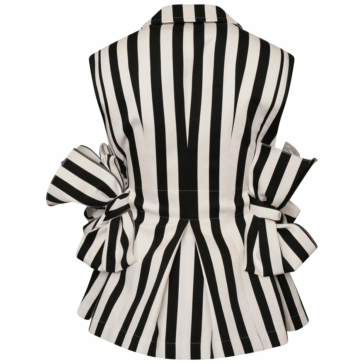 COMME DES GARÇONS TAO Striped Bow Tailored Vest In White/black 1 COMME DES GARÇONS TAO Striped Bow Tailored Vest In White/black