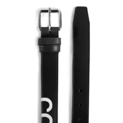 Comme Des Garçons Wallet Huge Logo Leather Belt Black In Black