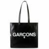 Comme Des Garçons Wallet Huge Logo Leather Tote Bag Black In Black