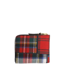 Comme Des Garçons Wallet SA3100TP Tartan Zipped Wallet Red In Red