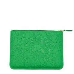 Comme Des Garçons Wallet SA5100EF Embossed Classic Leather Pouch In Green