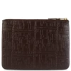 Comme Des Garçons Wallet SA5100EL Embossed Leather Pouch Wallet Brown In Brown