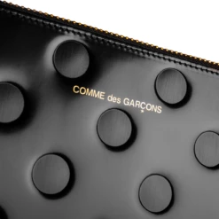 Comme Des Garçons Wallet SA5100NE Embossed Polka Dots Zipped Pouch In Black -Hervia Shop hervia.com comme des gar ons wallet sa5100ne embossed polka dots zipped pouch 1571823288CDG 23.2