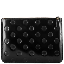 Comme Des Garçons Wallet SA5100NE Embossed Polka Dots Zipped Pouch In Black