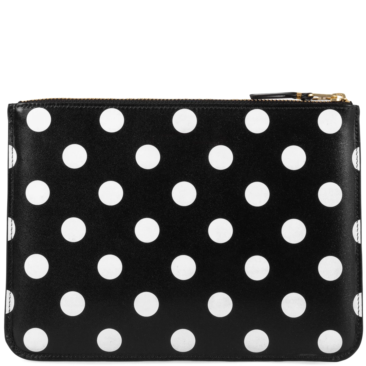 Comme Des Garçons Wallet SA5100PD Polka Dot Printed Black Zipped Wallet In Black 1 Comme Des Garçons Wallet SA5100PD Polka Dot Printed Black Zipped Wallet In Black