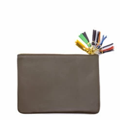 Comme Des Garçons Wallet SA5100ZP Tassled Large Pouch Zip Wallet In Brown