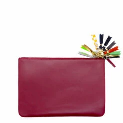 Comme Des Garçons Wallet SA5100ZP Tassled Large Pouch Zip Wallet In Red