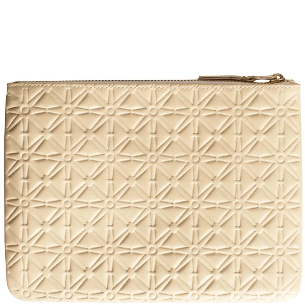 Comme Des Garçons Wallet SA510E Embossed Zip Pouch Wallet Off White In Off White 1 Comme Des Garçons Wallet SA510E Embossed Zip Pouch Wallet Off White In Off White