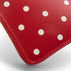 Comme Des Garçons Wallet SA7100PD Polka Dot Leather Wallet Red In Red -Hervia Shop hervia.com dot leather sa7100pd red 16062333347709.4