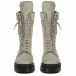 Dr. Martens X Rick Owens X Rick Owens QUAD Calf Length Boots In Pearl