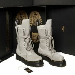 Dr. Martens X Rick Owens X Rick Owens QUAD Calf Length Boots In Pearl -Hervia Shop hervia.com dr. martens x rick owens x rick owens quad calf length boots 1665734977DM 1