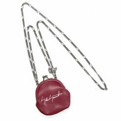 Yohji Yamamoto Necklace Leather Coin Purse In Bordeaux