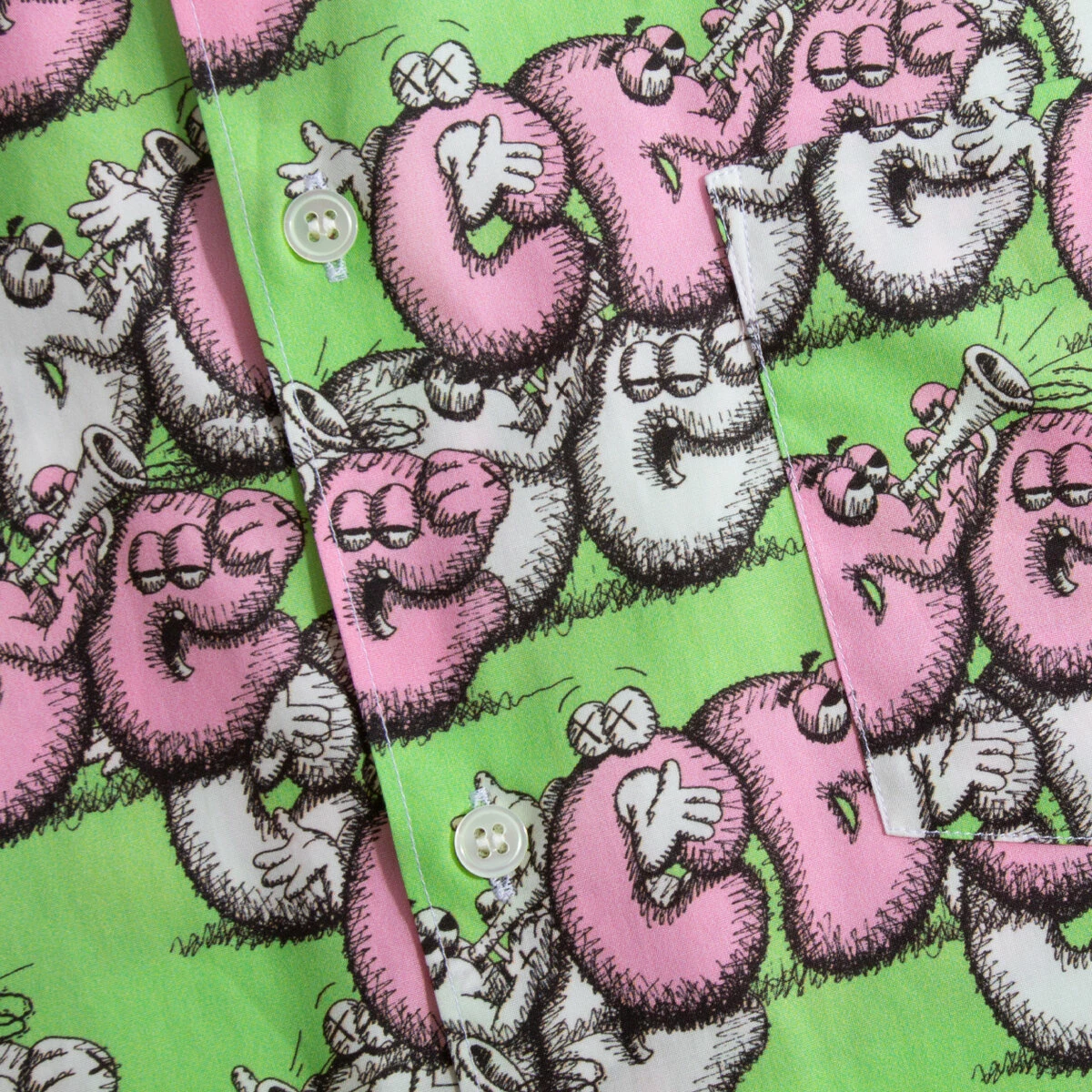 Comme Des Garçons SHIRT CDG SHIRT X KAWS Graphic Print Shirt In Lime 3 Comme Des Garçons SHIRT CDG SHIRT X KAWS Graphic Print Shirt In Lime - Image 3