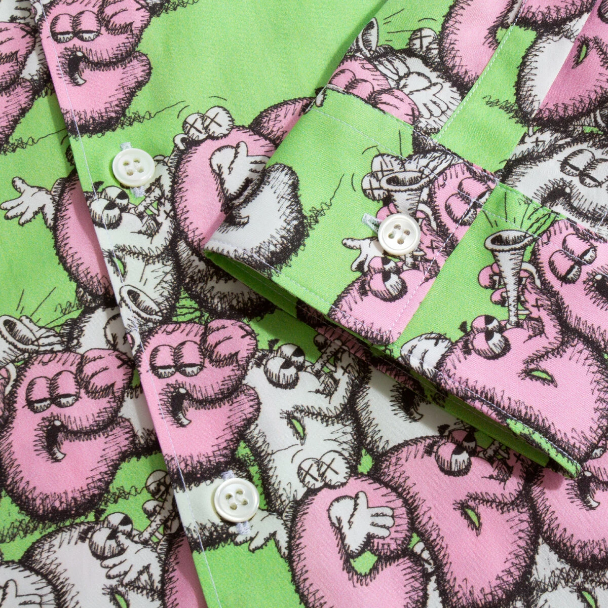 Comme Des Garçons SHIRT CDG SHIRT X KAWS Graphic Print Shirt In Lime 4 Comme Des Garçons SHIRT CDG SHIRT X KAWS Graphic Print Shirt In Lime - Image 4