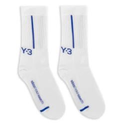 Y-3 Stripe Detail Socks In White / Blue