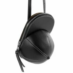 JW Anderson Midi Leather Cap Bag Black In Black