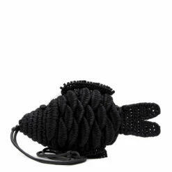 JW Anderson Knitted Fish Bag In Black