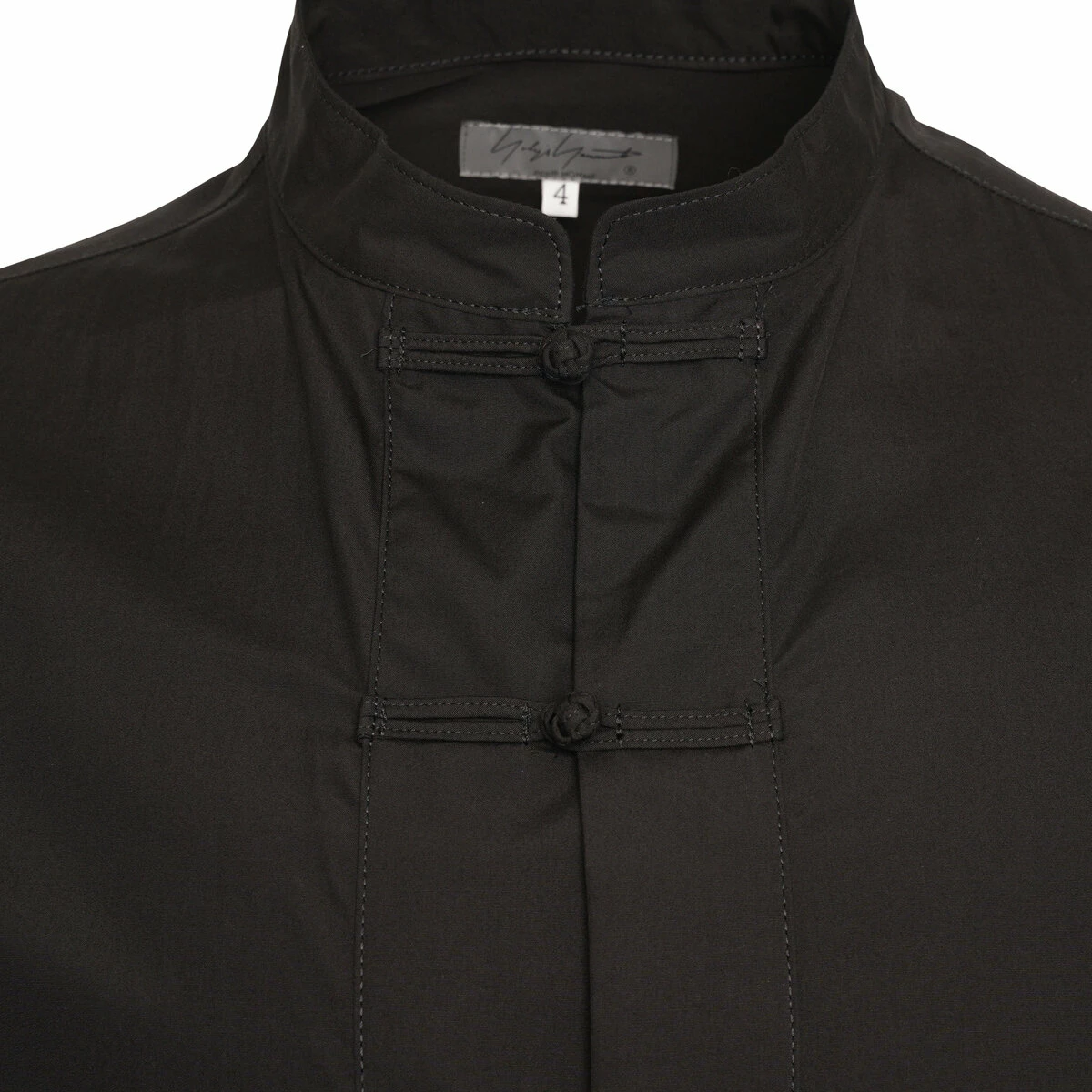 Yohji Yamamoto Mandarin Collar Shirt With Chest Pocket In Black 2 Yohji Yamamoto Mandarin Collar Shirt With Chest Pocket In Black - Image 2