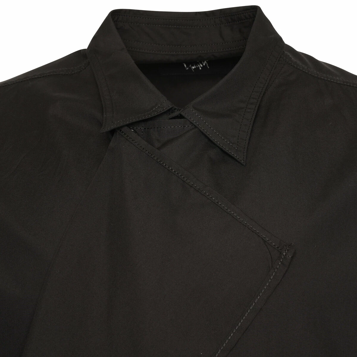 Yohji Yamamoto Shirt With Overlapping Left Panel In Black 3 Yohji Yamamoto Shirt With Overlapping Left Panel In Black - Image 3