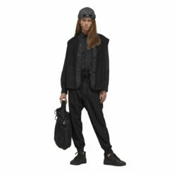 Y-3 Refined Wool Cuffed Pants In Black -Hervia Shop hervia.com ib0387 3s ref w cuf pt black 1691053088IB0387 6 APPAREL On Model Walking View white