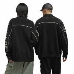 Y-3 Graphic Knit Cardigan In Black -Hervia Shop hervia.com iq2138 gfx knit crdgn col. black 1695999919IQ2138 11 APPAREL On Model Standard Unisex Back View white