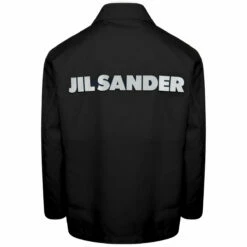 Jil Sander Cotton Long-sleeved Logo Jacket In Black
