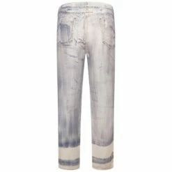 Jean Paul Gaultier Silk Low Waist Jean Effect Paint Trousers In Blue