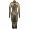 Jean Paul Gaultier The High Neck Tattoo Sheer Print Dress In Nude