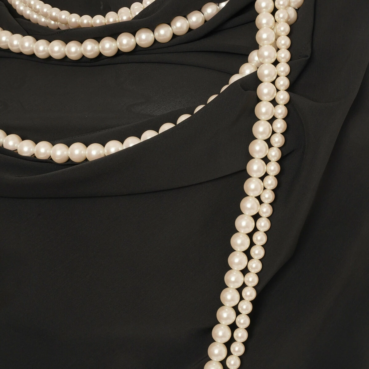 Junya Watanabe Asymmetric Dress With Faux Pearls In Black 2 Junya Watanabe Asymmetric Dress With Faux Pearls In Black - Image 2