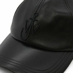 JW Anderson JWA Baseball Leather Cap In Black -Hervia Shop hervia.com jw anderson ac0198 baseball cap col. black 1696858750AC0198 LA0277 999 2