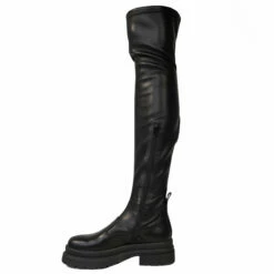 JW Anderson Leather Over The Knee Boots In Black -Hervia Shop hervia.com jw anderson anw39085a 16330 tresor 999 black fabric nap col. 999 black leather over the knee boots 1671619054side boot