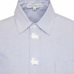 JW Anderson Bunny Button Shirt In Light Blue