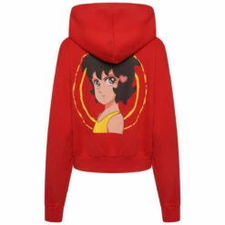 JW Anderson Run Hany Cropped Printed Hoodie In Scarlet