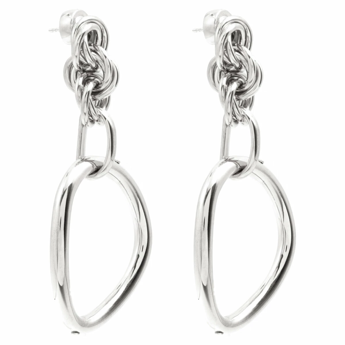 JW Anderson Silver-Tone Oversized Link Chain Earrings In Silver 1 JW Anderson Silver-Tone Oversized Link Chain Earrings In Silver