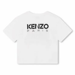 Kenzo Kids Graphic Floral Logo T-Shirt In White / Red