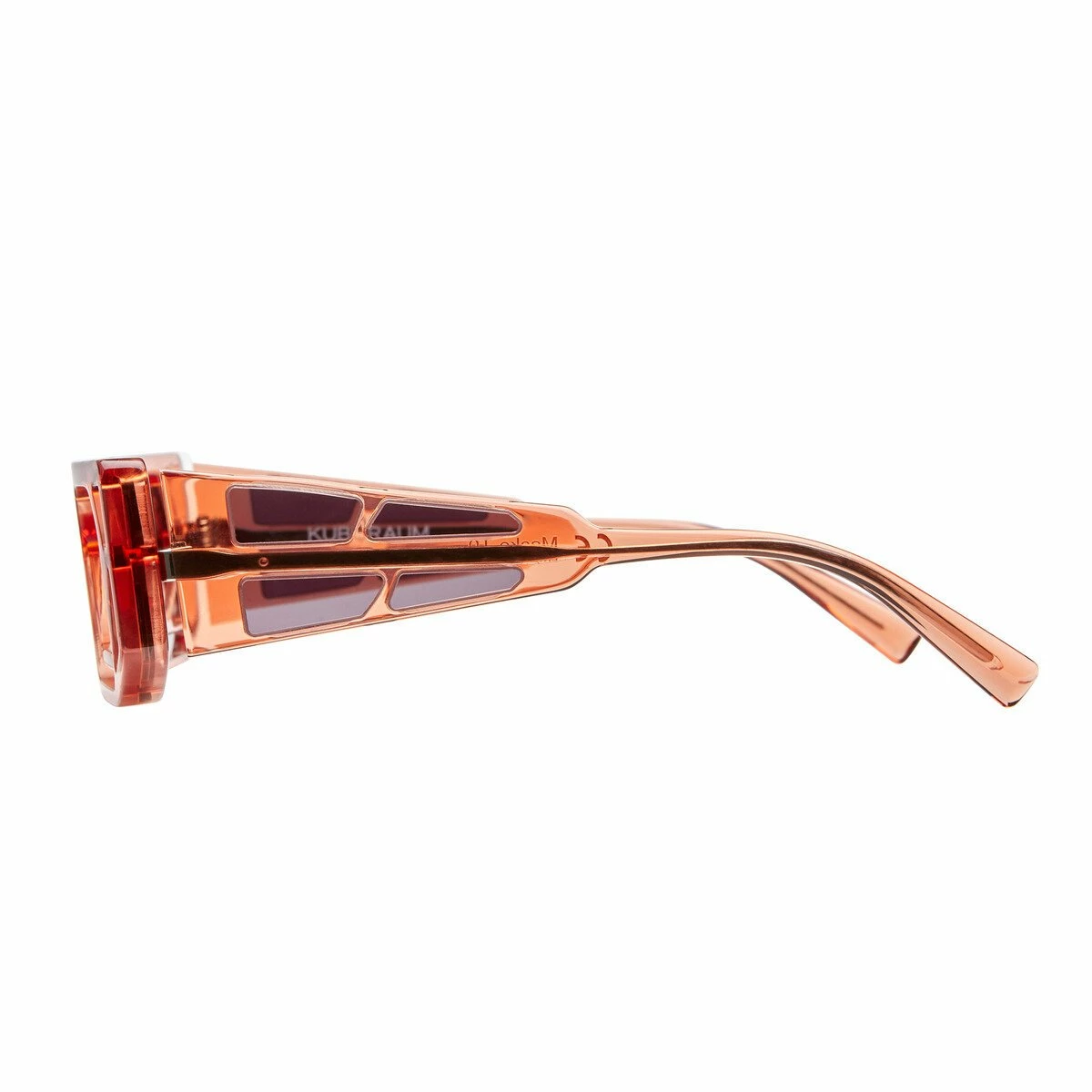 Kuboraum Mask T9 Semi-Clear Abstract Rectangle Sunglasses In Orange 2 Kuboraum Mask T9 Semi-Clear Abstract Rectangle Sunglasses In Orange - Image 2