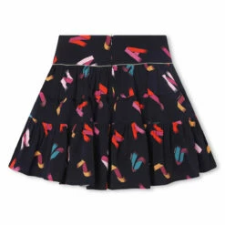 Lanvin Kids Curb Lace Tiered Ruffle Skirt In Navy