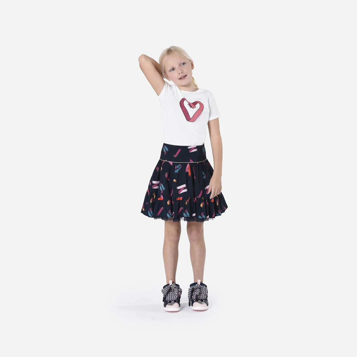 Lanvin Kids Curb Lace Tiered Ruffle Skirt In Navy 4 Lanvin Kids Curb Lace Tiered Ruffle Skirt In Navy - Image 4