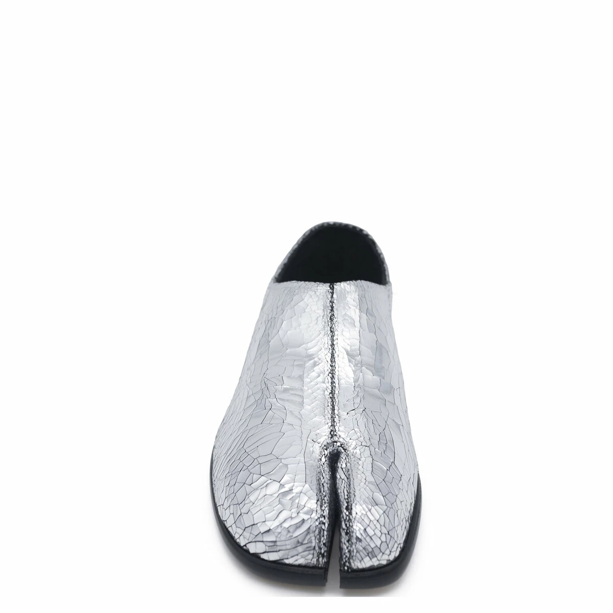 Maison Margiela Cracked Leather Moccasin Shoe In Silver 2 Maison Margiela Cracked Leather Moccasin Shoe In Silver - Image 2