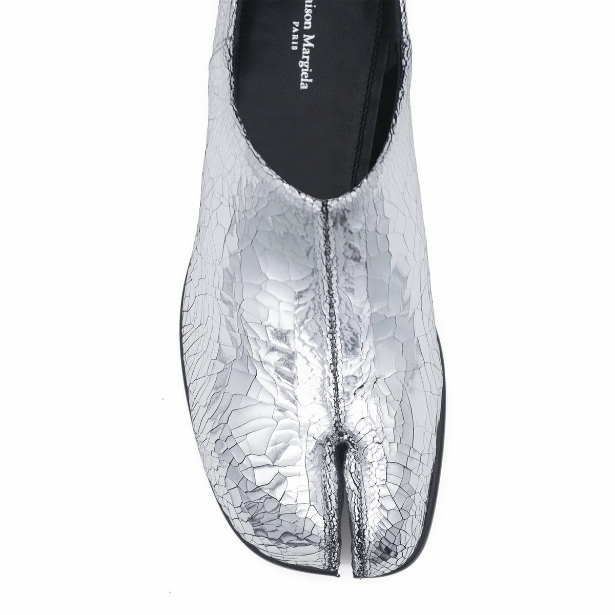Maison Margiela Cracked Leather Moccasin Shoe In Silver 4 Maison Margiela Cracked Leather Moccasin Shoe In Silver - Image 4