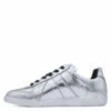 Maison Margiela Replica Cracked Silver Leather Sneakers In Silver