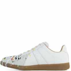 Maison Margiela Replica Paint Splatter Leather Sneakers In White