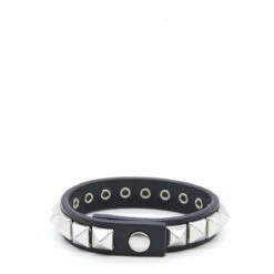 MM6 Maison Margiela Pyramid Design Leather Bracelet In Black