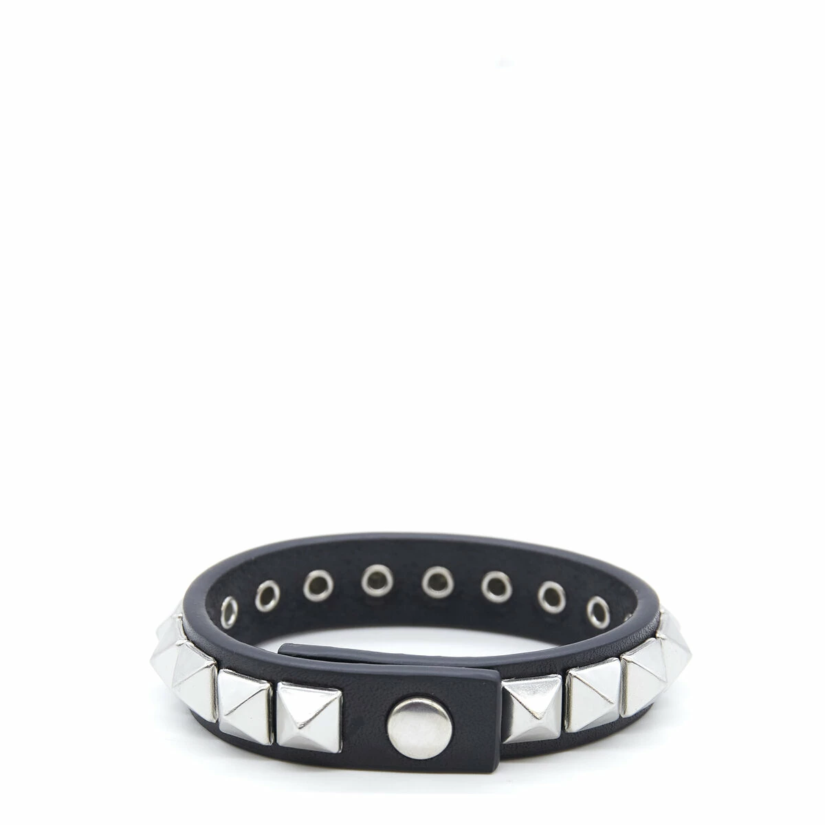 MM6 Maison Margiela Pyramid Design Leather Bracelet In Black 1 MM6 Maison Margiela Pyramid Design Leather Bracelet In Black