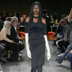 MM6 Maison Margiela Halter Neck Midi Dress In Black