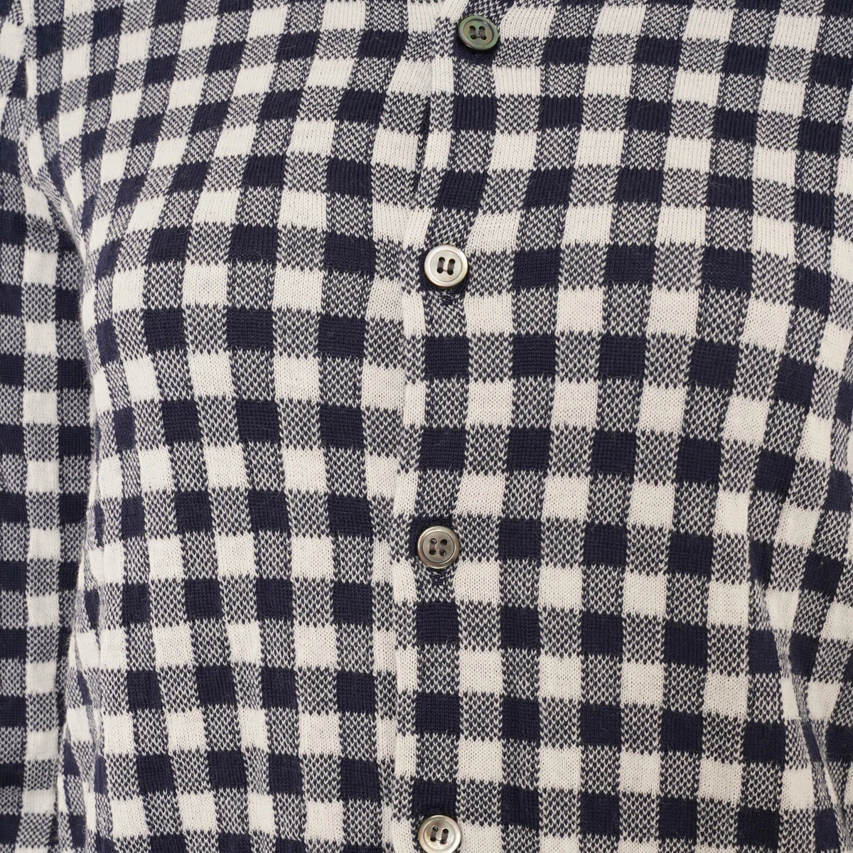 Comme Des Garçons Girl Gingham Check-Pattern Wool Knit Cardigan In Navy 2 Comme Des Garçons Girl Gingham Check-Pattern Wool Knit Cardigan In Navy - Image 2